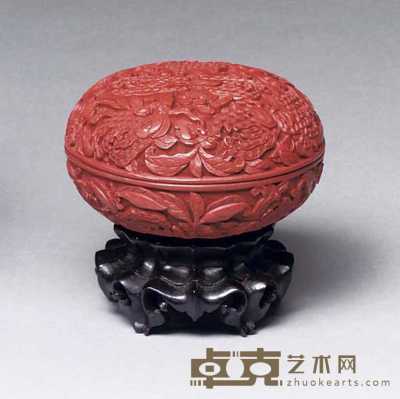18TH CENTURY A FINE AND SMALL CARVED CINNABAR LACQUER BOX AND COVER 